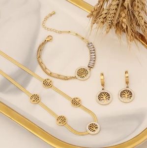 New Cubic Zirconia Tree Of Life Gold Jewelry Sets Women